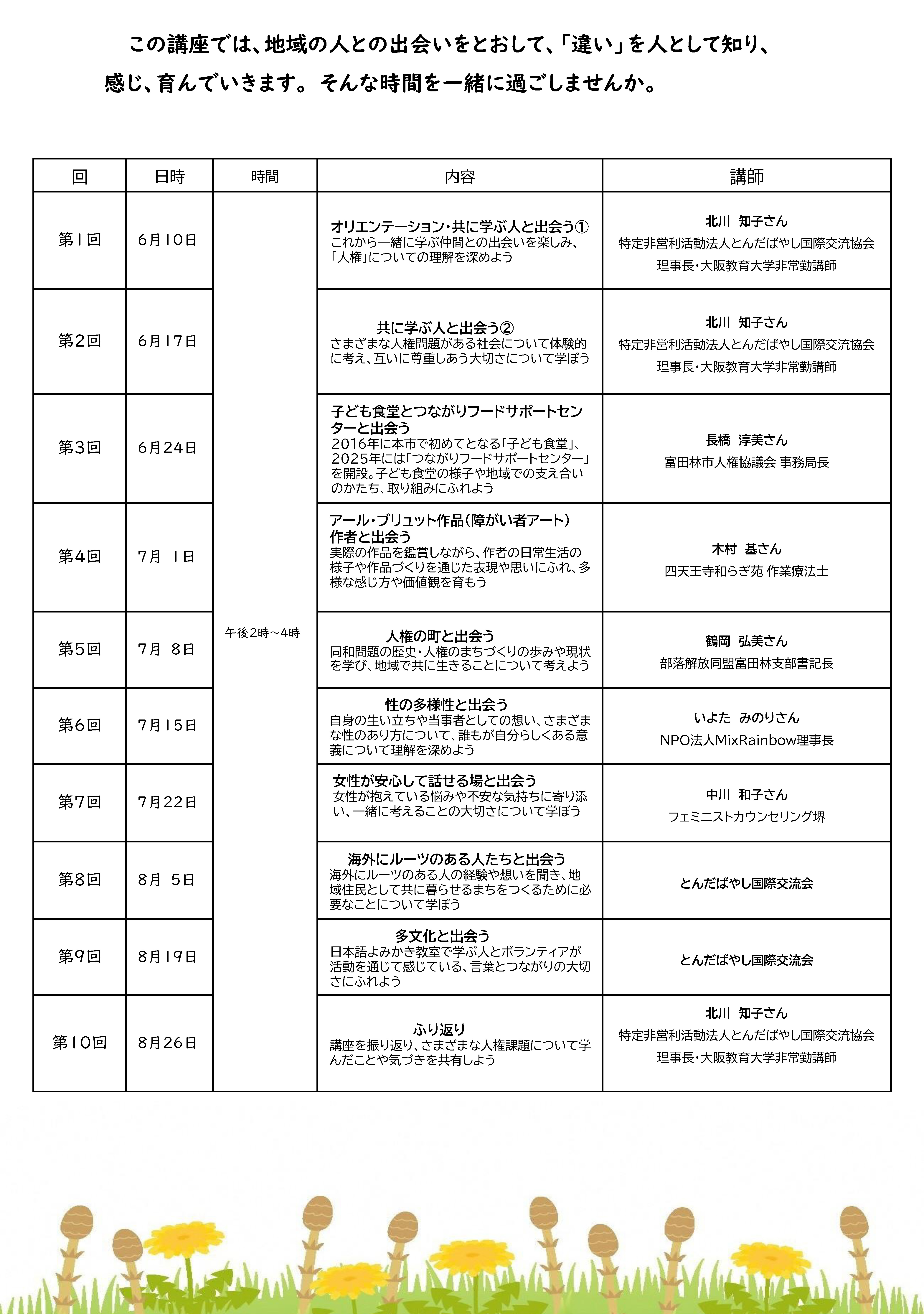 みんなちがってみんないい ～出会いを楽しむ～掲載ちらし裏面