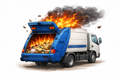 ごみ収集車 火災