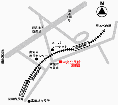 中央公民館の周辺地図の画像