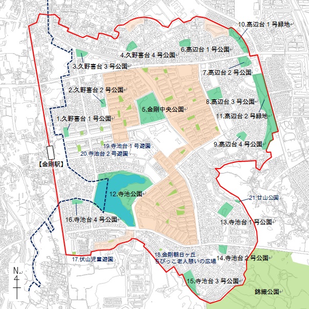 金剛地区の公園・緑地マップ