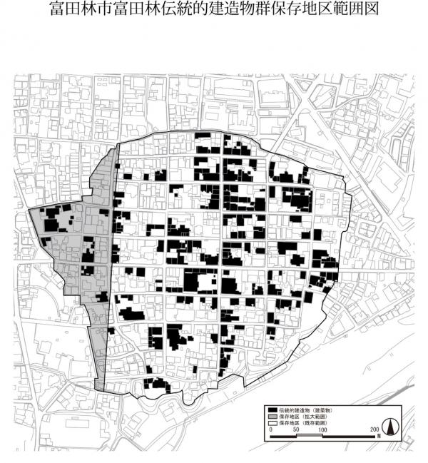 富田林市富田林伝統的建造物群保存地区の範囲