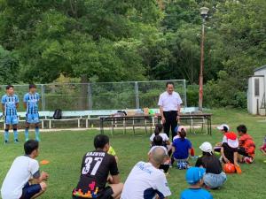 親子サッカー教室での市長