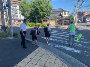 喜志小学校区登校視察