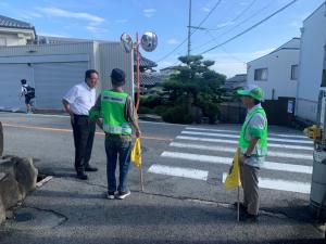 喜志小学校区登校視察