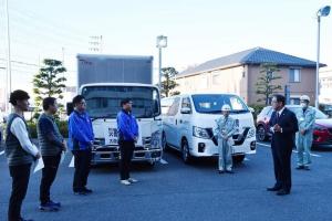 能登半島へ物資を届ける職員への挨拶